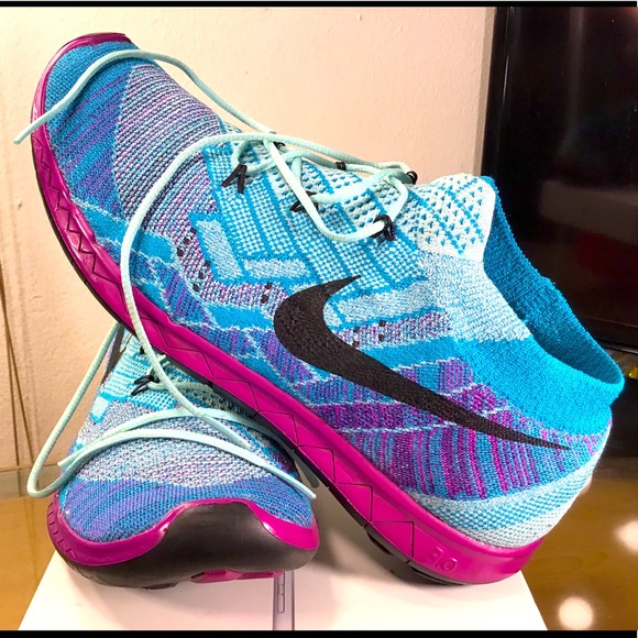 Nike Shoes - NIKE Free flyknit 3.0 blue running sneakers 8.5.